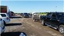 Line of Trucks and Trailers