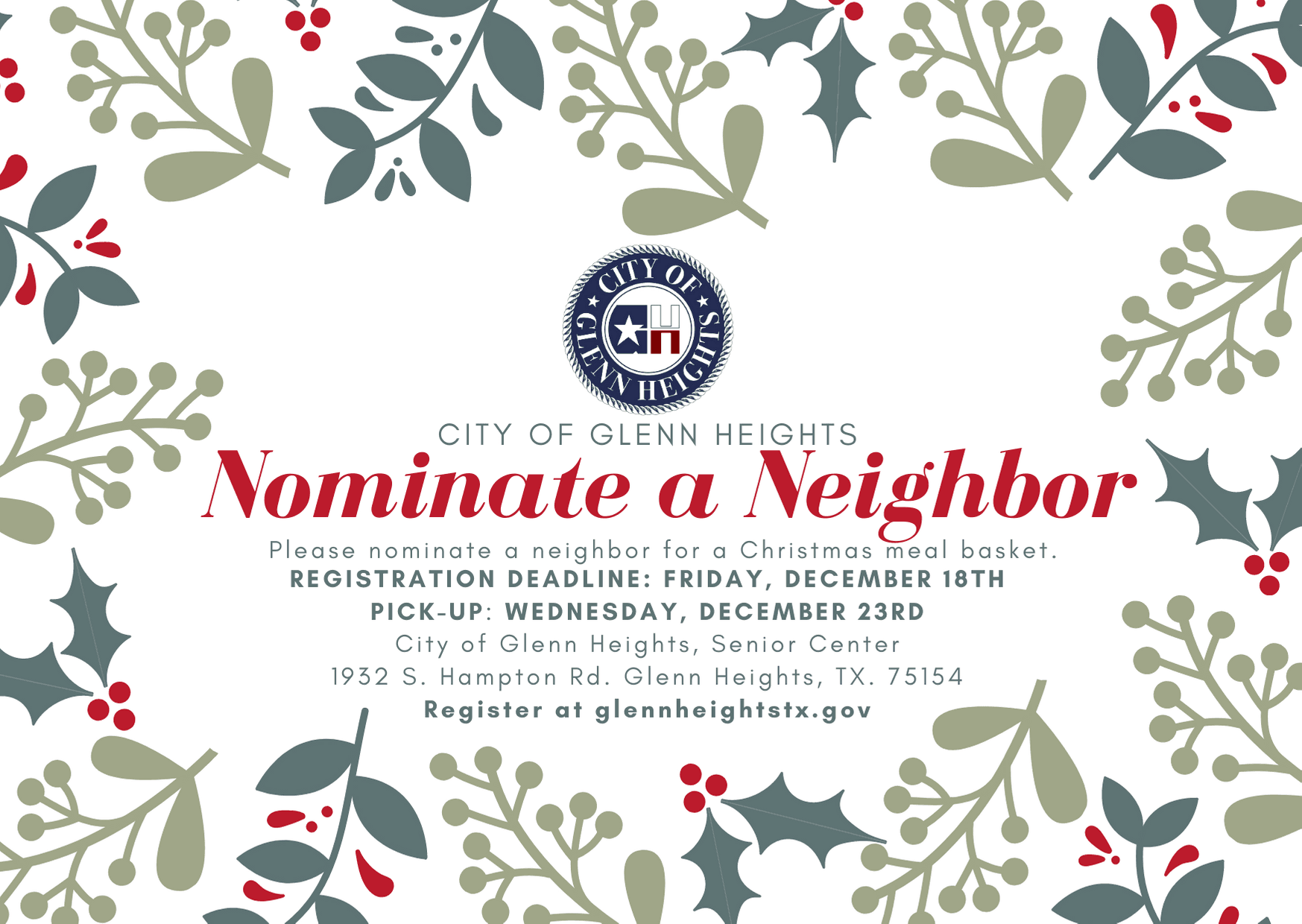 2020 Christmas Nominate A Neighbor graphic