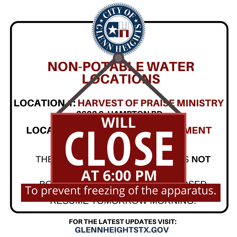 Water service ending at 6:00 p.m.